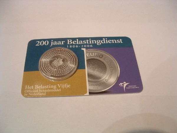 5 Euromunt Nederland 2006 Belastingdienst in Coincard UNC (afbeelding voor) 5 Euromunt Nederland 2006 Belastingdienst in Coincard UNC